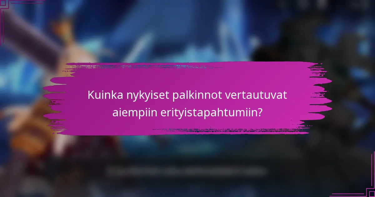 Kuinka nykyiset palkinnot vertautuvat aiempiin erityistapahtumiin?