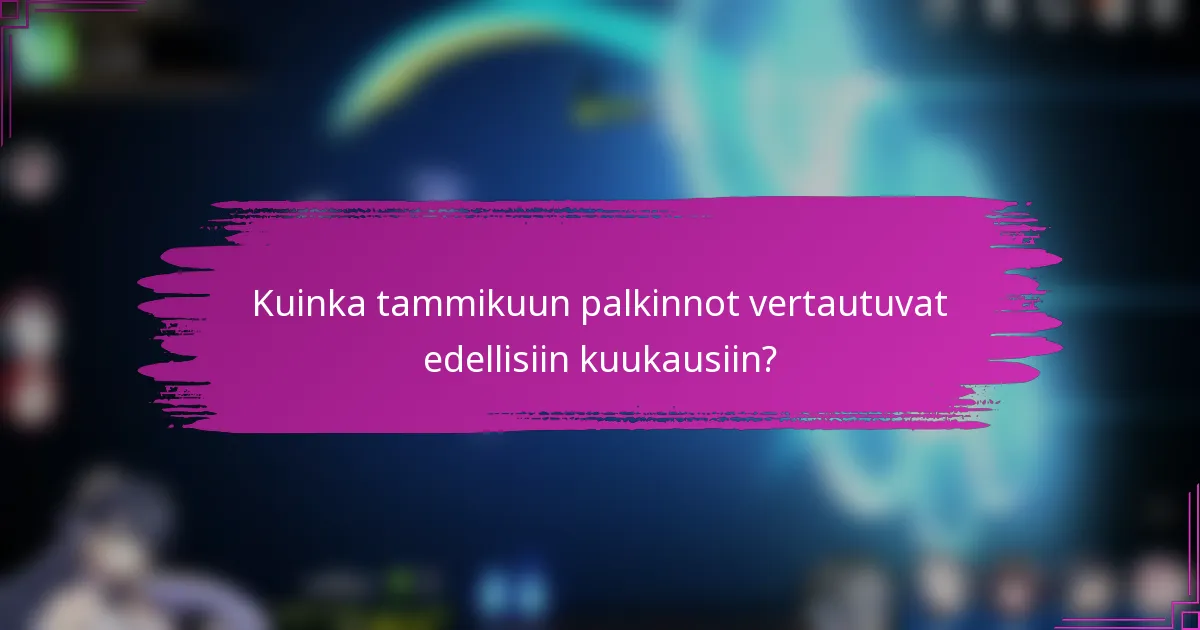 Kuinka tammikuun palkinnot vertautuvat edellisiin kuukausiin?