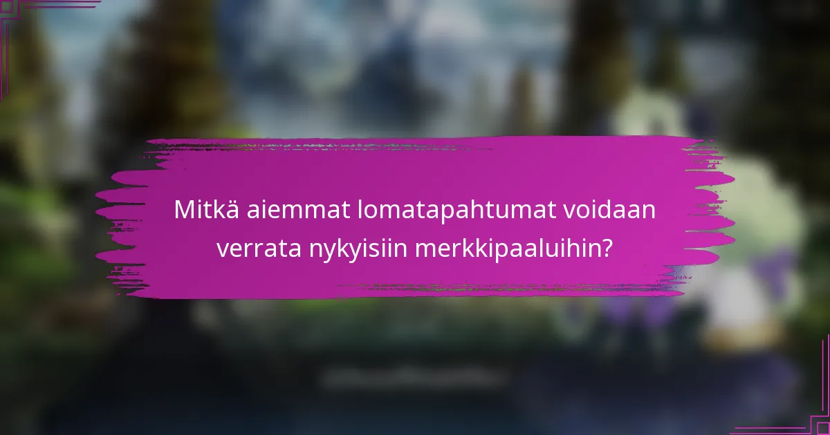Mitkä aiemmat lomatapahtumat voidaan verrata nykyisiin merkkipaaluihin?