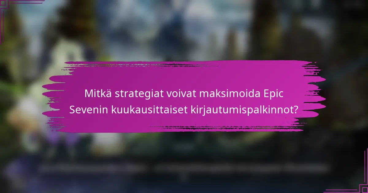 Mitkä strategiat voivat maksimoida Epic Sevenin kuukausittaiset kirjautumispalkinnot?